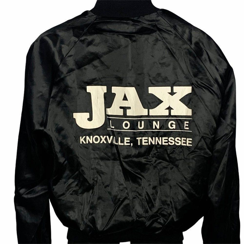 Vintage Jax Lounge Satin Bomber Jacket L Black